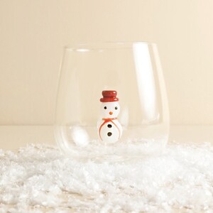 Glass Snowman Tumbler