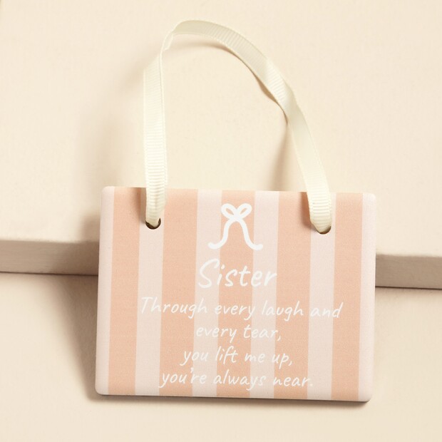 Striped Ceramic Sister Quote Hanging Decoration