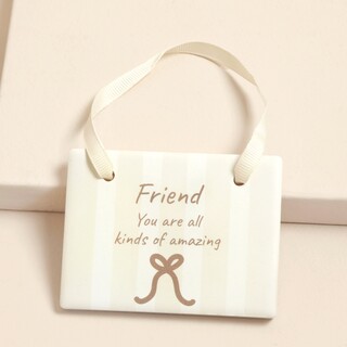Striped Ceramic Friend Quote Hanging Decoration