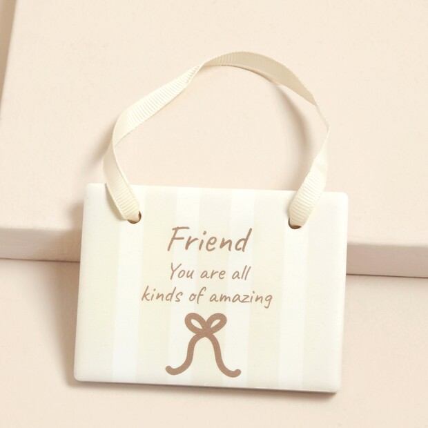 Striped Ceramic Friend Quote Hanging Decoration