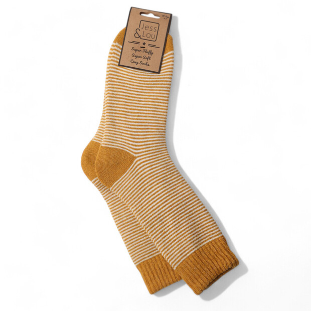 Jess & Lou Striped Gold Marl Cosy Socks