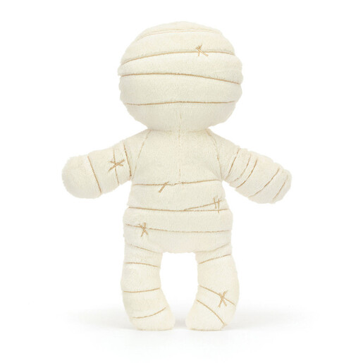 Back view of the Jellycat Mummy Bob soft toy in textured cream plush.