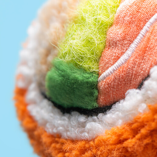 close up of sushi roll filling