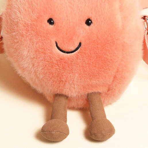 Cute Dangling Legs on Fluffy Peach Plush Toy Bag
