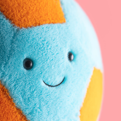 Smiling Face on Orange and Blue Football Plush Toy