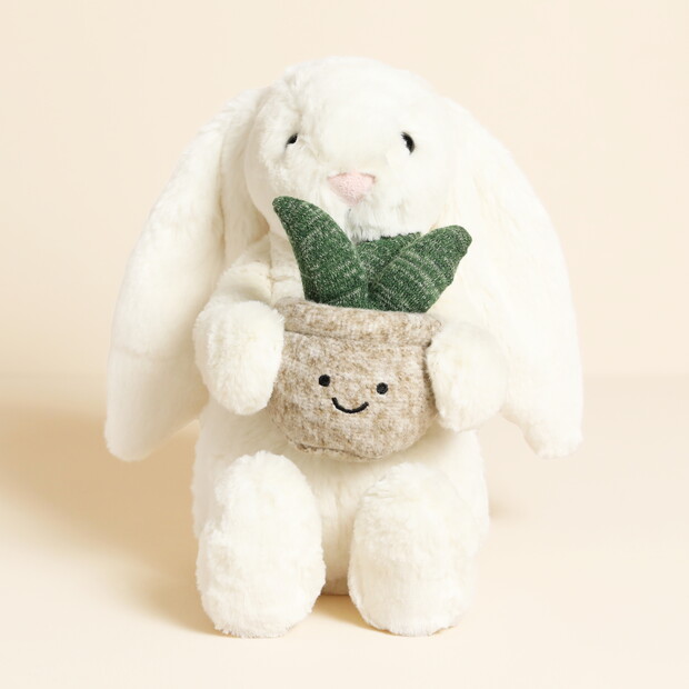 Jellycat Cream Bunny with Plant Soft Toy