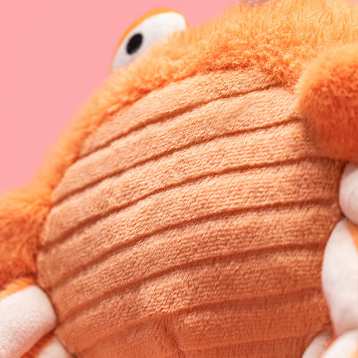 A Close Up of Textured Fur on Belly of Plush Crab Toy