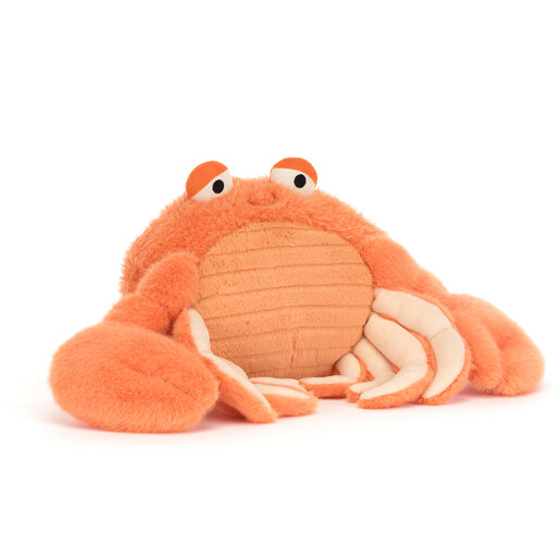 A Furry Crab Cuddly Toy on a White Background