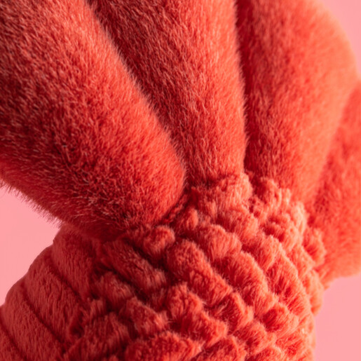 Close Up of Textured Fur on Lobster Plushie