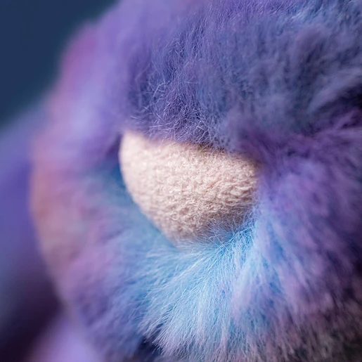 close up of pink suedette nose 