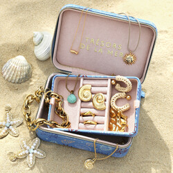Shells 'Trésors de la Mer' Rectangular Travel Jewellery Case in Blue