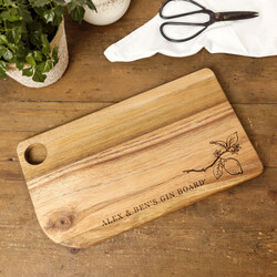 Personalised Lemon Acacia Wood Gin & Tonic Board
