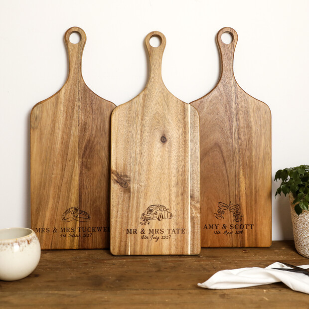 Personalised Acacia Wood Wedding Serving Board