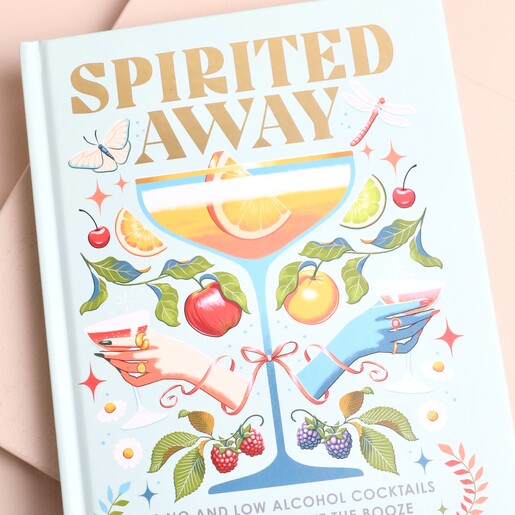 Close-up of the Spirited Away cocktail recipe book front cover