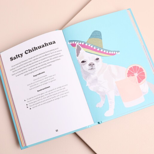 Inside page of Booze Hounds book featuring the Salty Chihuahua cocktail recipe