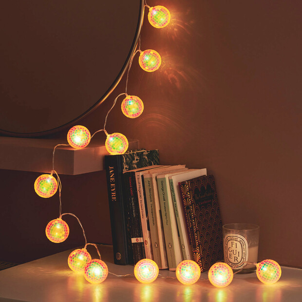 Battery Powered Mosaic Balls String Lights