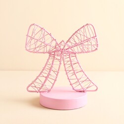 Battery Powered Pink Wire Bow Light