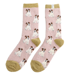 Miss Sparrow Pink Fluffy Fox Terrier Socks