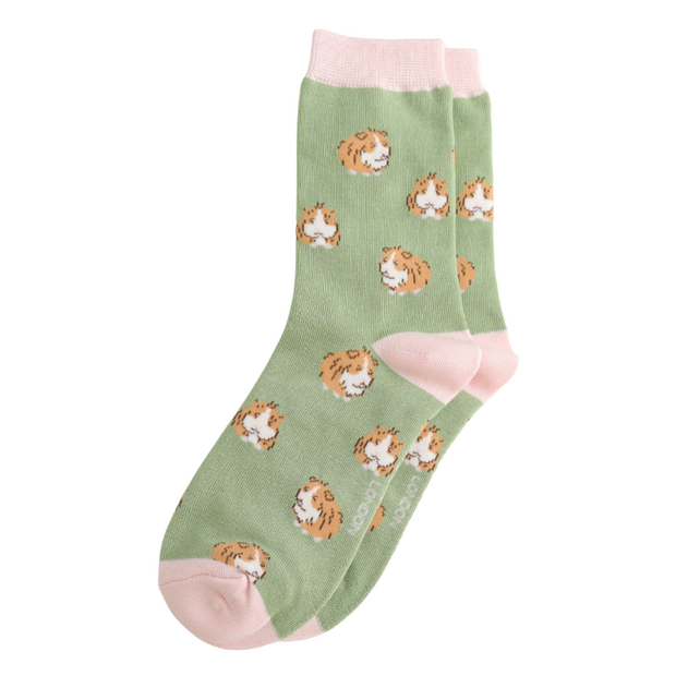 Miss Sparrow Green Guinea Pigs Socks