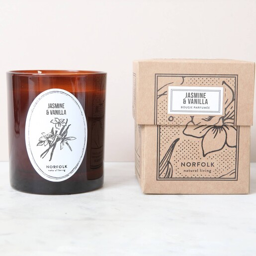 glass jar and stylish brown packaging