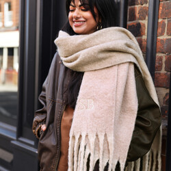 Personalised Beige Winter Scarf