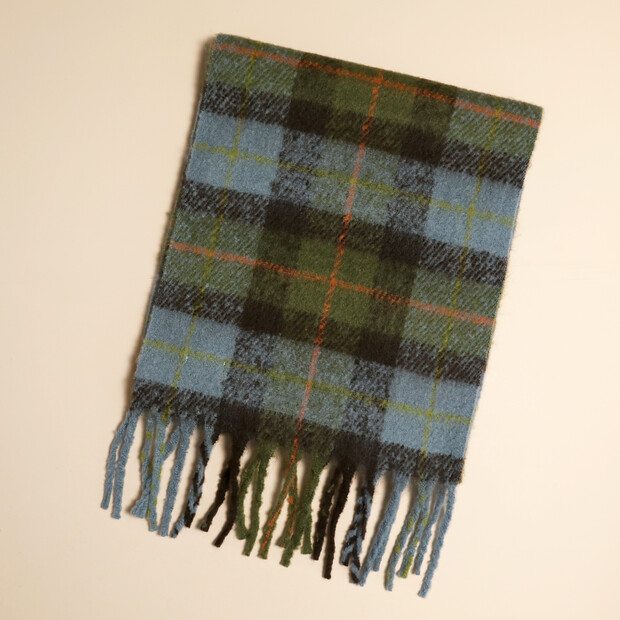 Green and Orange Tartan Winter Scarf