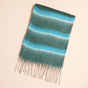 Green and Turquoise Stripe Winter Scarf