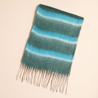 Green and Turquoise Stripe Winter Scarf