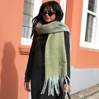Personalised Initial Moss Green Two Tone Winter Scarf