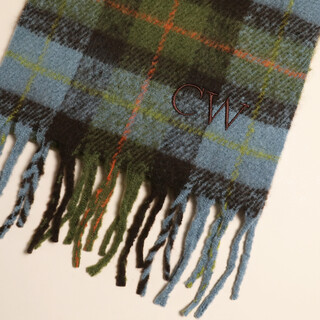 Personalised Initial Green and Orange Tartan Winter Scarf