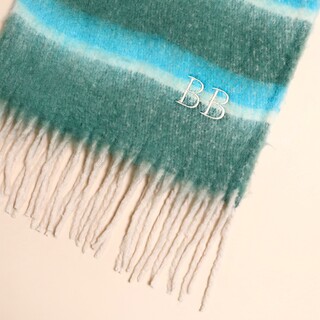 Personalised Initial Green and Turquoise Stripe Winter Scarf