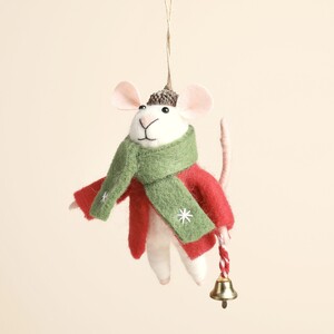 Felt Christmas Mouse with Bell Hanging Decoration
