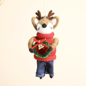 Felt Wreath Reindeer Hanging Decoration