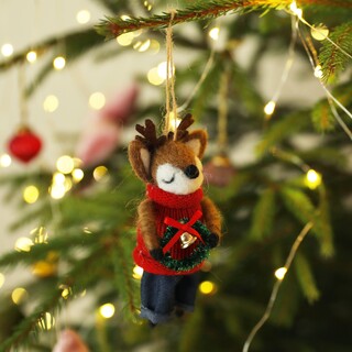Felt Wreath Reindeer Hanging Decoration