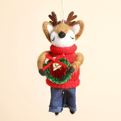 Felt Wreath Reindeer Hanging Decoration