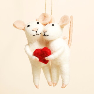 Felt Love Heart Mice Hanging Decoration