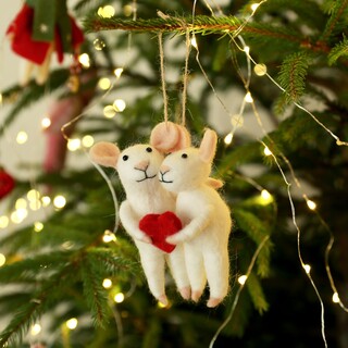 Felt Love Heart Mice Hanging Decoration