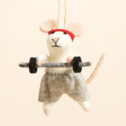Felt Weightlifting Mouse Hanging Decoration