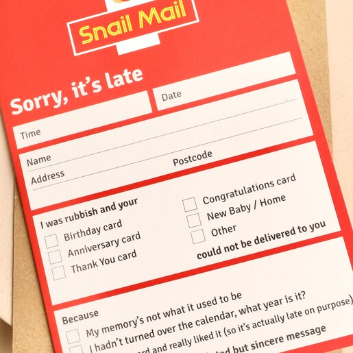 Close up of Ohh Deer snail mail card with novelty tick boxes