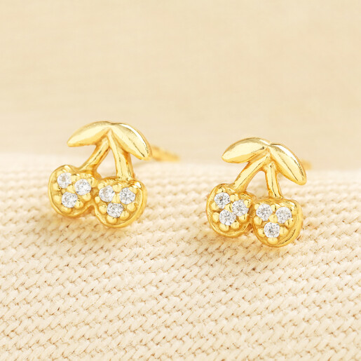 gold sterling silver cherry earrings