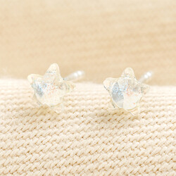 Sterling Silver Clear Crystal Star Stud Earrings