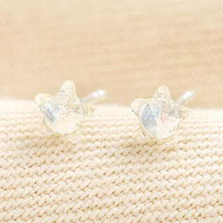 Sterling Silver Clear Crystal Star Stud Earrings