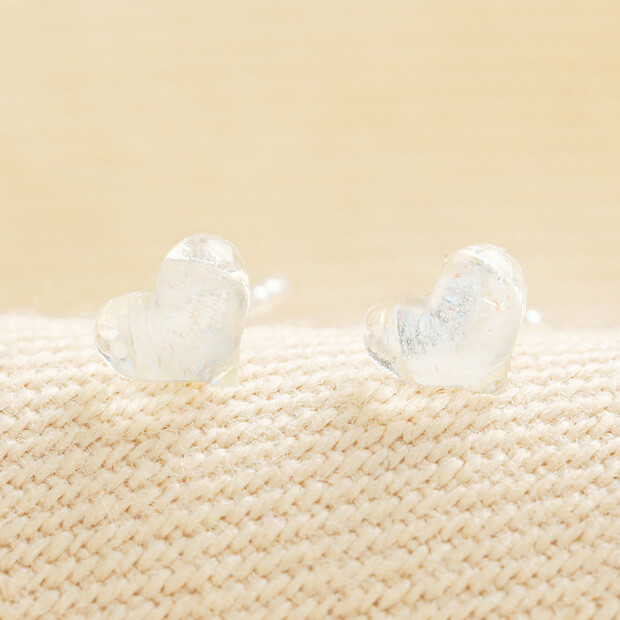 Sterling Silver Brushed Heart Stud Earrings