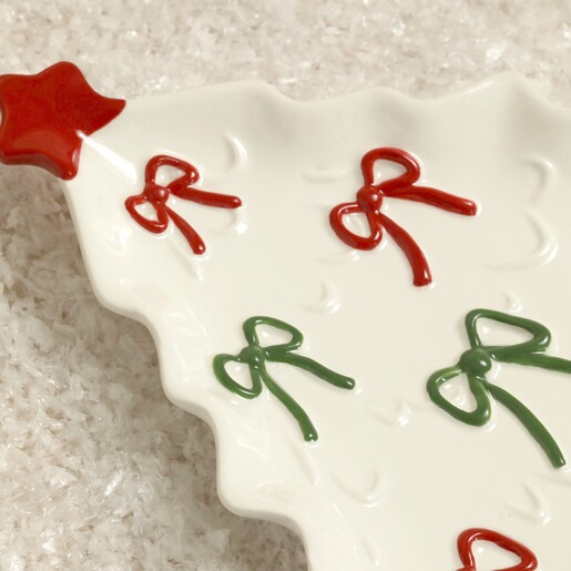 close up of red and green bows