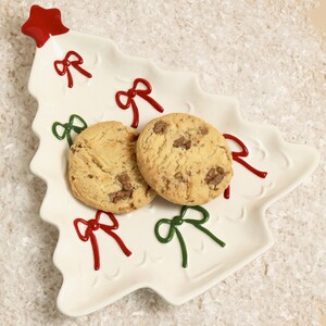 White Ceramic Bow Christmas Tree Plate