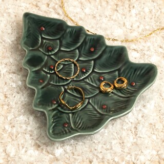 Ceramic Christmas Tree Trinket Dish
