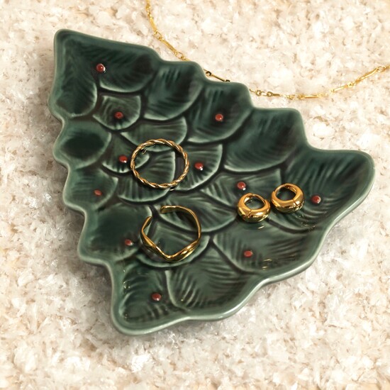 Ceramic Christmas Tree Trinket Dish