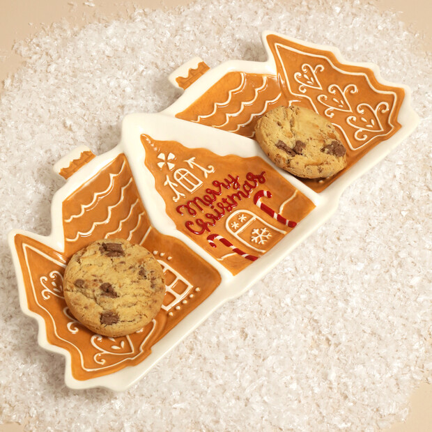 Ceramic Gingerbread House Platter