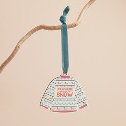 Wooden Dachshund Through The Snow Jumper Hanging Decoration