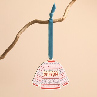 Wooden Tis The Ski son Jumper Hanging Decoration